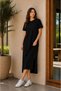 Women's Crew Neck Short Sleeve Slit Casual Dress - 2