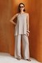 4918 Women's Strappy Casual Cut Loose Wide Leg Jumpsuit Stone