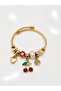 Steel Charm Stone-Cherry-Pearl Handcuff Bracelet - 2