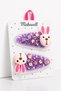2-Piece Children's Snap Clips with Rabbit Figures – Purple Glittery Transparent Color Hair Clip Set