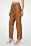 Women Regular Fit Solid Straight Pants, Brown - 4