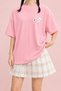 Women's Strawberry Milk Cat Printed Oversize Crew Neck Cotton Casual Combed Cotton T-Shirt - 2