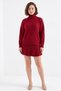 Women's Turtleneck Pleated Skirt Knitwear Red Two-Piece Set - 2