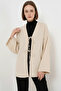 Women's Belted Viscose Cream Hijab Kimono