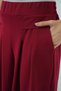 Women's Elastic Waist Pleated Wide Leg Red Palazzo Trousers - 7