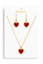 Pink White Red Heart Figured Gold Necklace and Earrings Jewelry Set – Women's Stylish Minimal Accessory