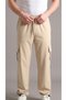 Men's Lycra Comfortable Fit Beige Parachute Pants with Commando Pockets and Adjustable Cuffs