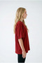 Women's Red Oversize Comfortable Fit Combed Cotton Crew Neck T-Shirt - 2