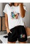 Colorful butterfly print women's premium oversize top and bottom set t-shirt and shorts set