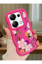 Poco M6 Pro 4g Compatible Case Camera Protector Red Silicone Couple Phone Case Floral Pattern