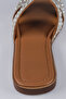 Women's Beige Pearl and Stone Detailed Genuine Leather Comfortable Stylish H Slippers - 8