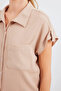 Women's Short Sleeve Textured Biscuit Shirt - 3