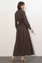Women's Scarf Collar Belted Polka Dot Brown Hijab Dress - 5