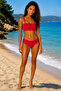 Women's Red Stripe Detailed Bikini Set, Bustier Swimsuit Set - 2