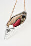 Women's Dalya Silver Star Embroidered Lined Zipper Closure Baguette Handbag - 4
