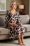 Women's Maxi Beach Dress Abstract Pattern Keyhole Neckline Three Quarter Sleeve Chiffon Woven Slit Casual - 3