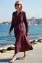 Women's Long Sleeve Belted Maxi Shirt Dress Modal Fabric Unlined Standard Cut Comfortable Casual Modern - 2