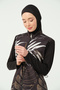 Gold Patterned Long Kimono Detailed Hijab Swimsuit 25535-26 - Black - 7