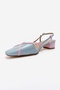 Olena Blue Pink Patent Leather Women's Heeled Sandals - 6
