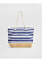 Navy Blue Women's Straw Beach Bag