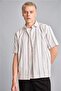 100% Cotton Striped Short Sleeve Ecru Shirt G4151Ax26Sm - 3