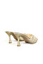 Women's Heeled Slippers with Gold Stone Buckle - 8