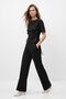 Black Tie-Down Blouse and Pocketed Wide-Leg Glitter Pants Set 2893