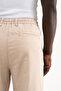 Men's Linen Striped Lace-Up Trousers Beige - 5