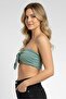 Women Straight Across Strapless Solid Tube, Green - 3