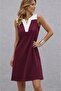 Women's Strappy V-Neck Double Color Short Viscose Two Thread Dress - 3
