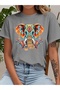 Women's Ethnic Elephant Printed Oversize T-Shirt Loose Fit
