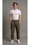Men's Khaki Parachute Pants with Zippered Pockets and Elastic Cuffs - 5