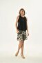 21517 Black Beige Patchwork Tropical Patterned Thick Strap Shorts Set - 2