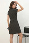 Women's Bow Detailed Polka Dot Black Dress - 5