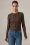 Women's Round Neck Textured Knitwear Brown Blouse
