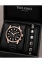 Men's Wristwatch Black Steel Band Rose Gold Case Multifunctional Calendar Steel Bracelet Gift - 6