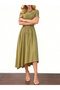 Olive Textured Midi Dress with Cutout Detail - 4
