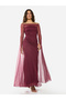 Sheer Overlay Off-Shoulder Maxi Dress - 2