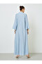 Light Blue Sequined Embroidery Jalabiya with Bell Sleeves - 4