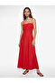 Cotton Tie-Up Ruffled Rope Strap Midi Length Poplin Dress - 2