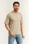 Ovidio Men's Active Oversize Fit Crew Neck T-Shirt Beige - 2