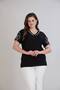 V-Neck Daisy Lace Detailed Combed Cotton T-Shirt - 6