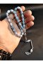 White Color Gray Veined Glass Oval Cut 33-Piece Prayer Beads - 2