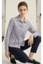 Women's Dark Blue White Striped Oversized Shirt with Bow Detail - 7