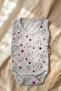 Nova Starlight Gray Melange Moon and Star Patterned 100% Cotton Sleeveless Baby Bodysuit - Soft and Comfortable - 4