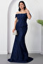 Strapless Neckline Rhinestone Lace Dress Dmn226 - 4