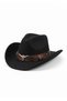 Unisex Internally Adjustable Metal Buckle Patterned Cowboy Hat Fedora Hat - 8