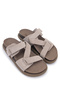 Women's Genuine Leather Beige Suede Flat Slippers - 2