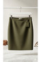 Women's Khaki Color Viscose Style Mini Office Style Skirt - 4