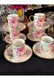 Kosova Sedefli̇ Pink Flower Coffee Cup Set 90 ml - 4